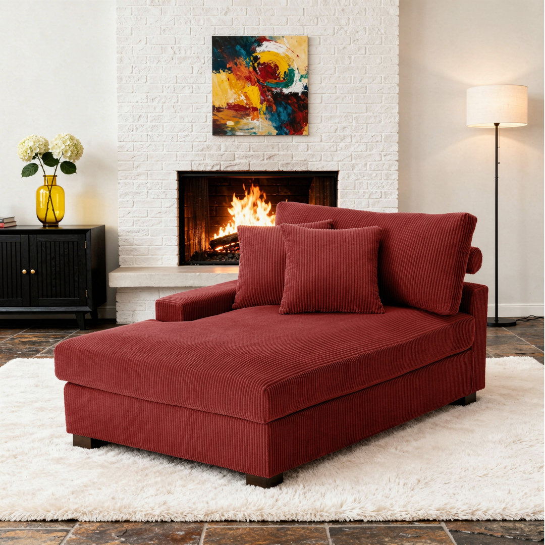 Milbrey Oversized Upholstered Chaise Lounge with Armrests & Throw Pillows